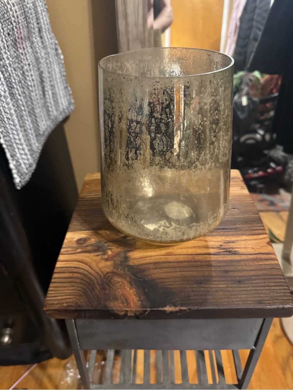 Glass Mercury Hurricane Candle Holder - Gold